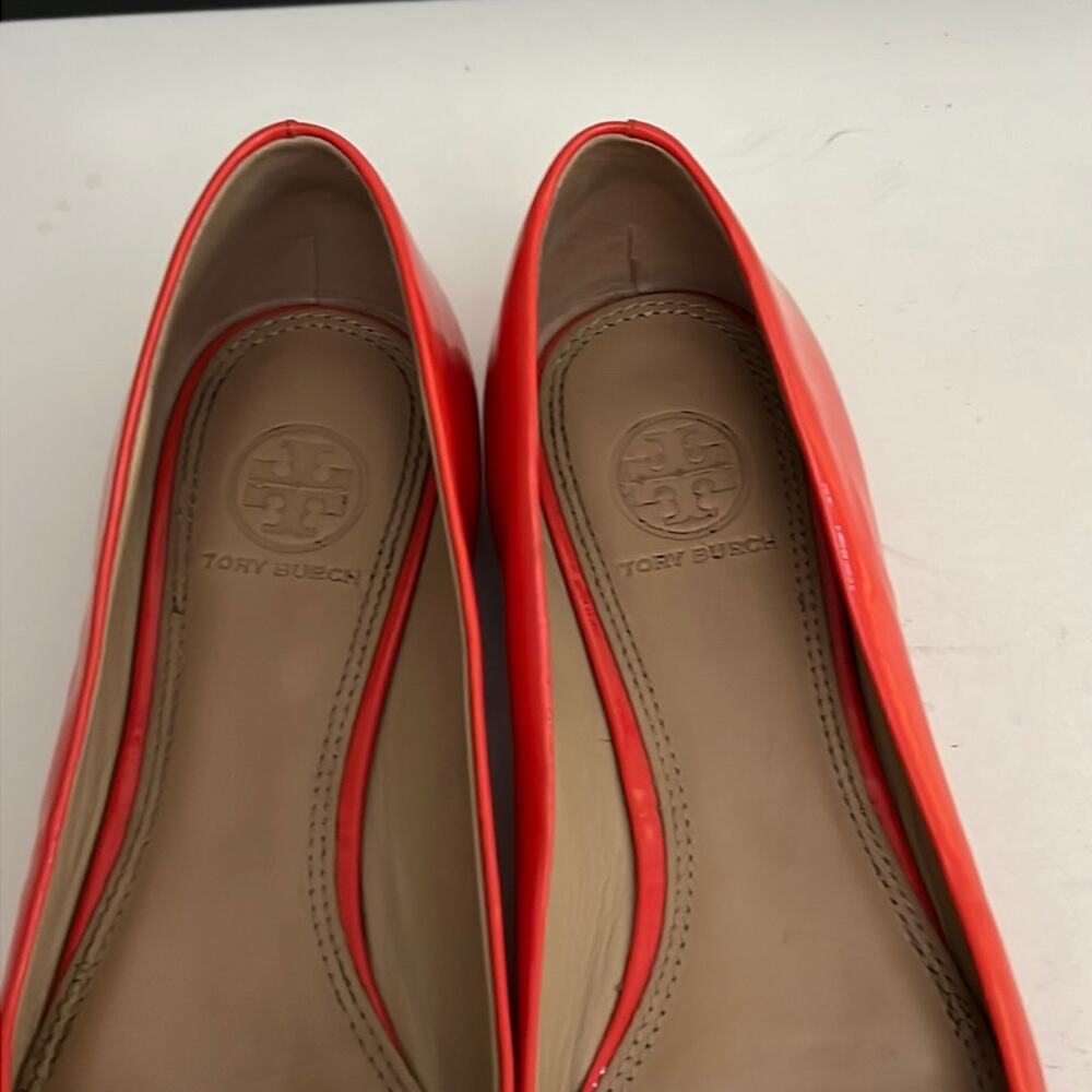 Tory Burch Orange Patent Leather Ballet Flats Size 7M - Picture 11 of 16